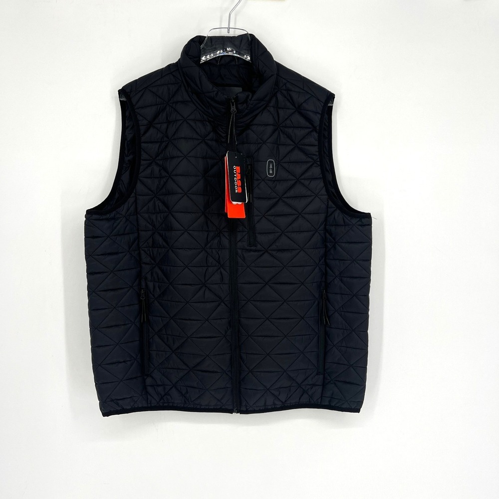 Bass Outdoor Puffer Vest Mens XL Black Outdoor Camping Hiking‎ Lightweight